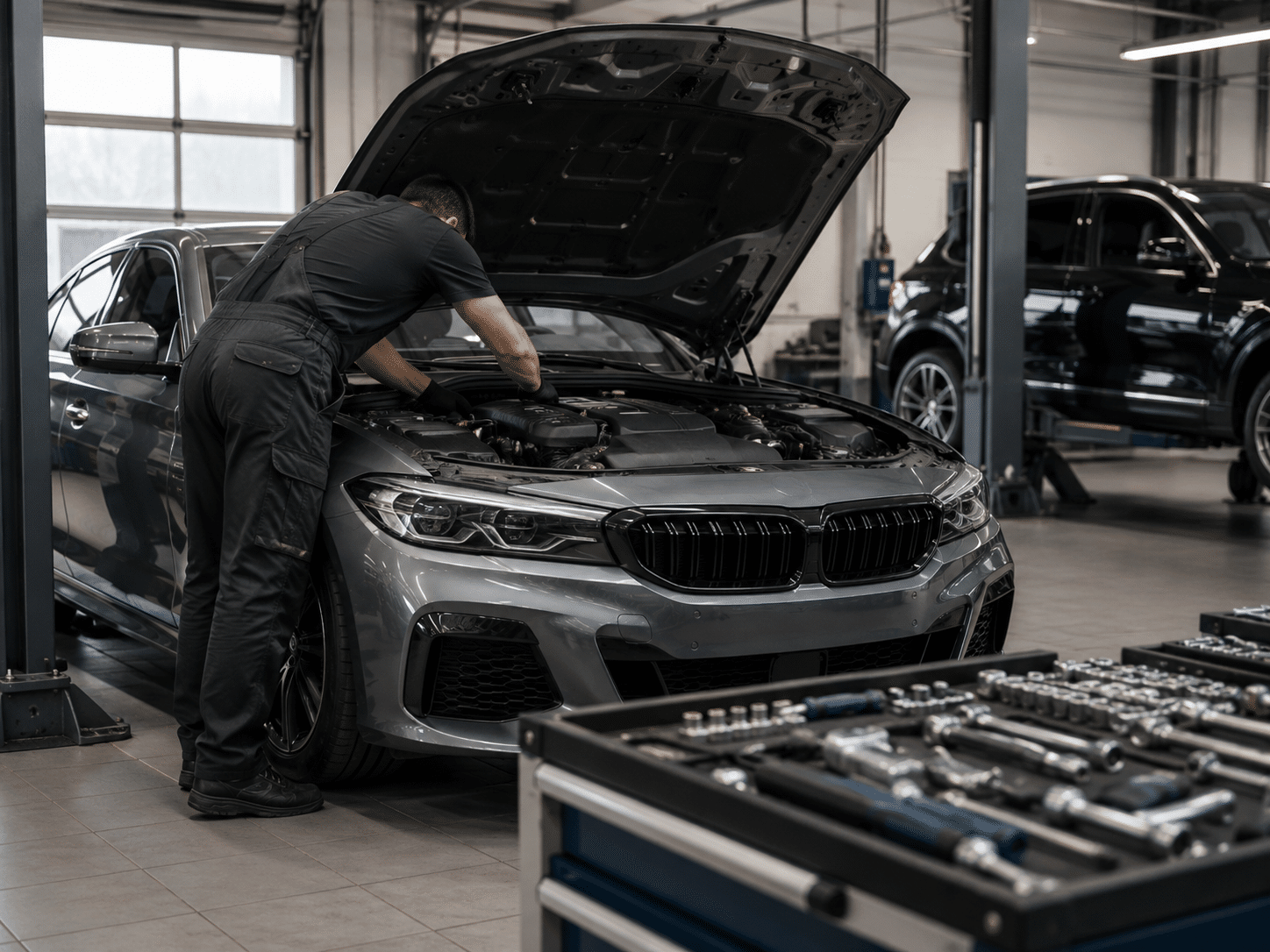 Eurocar Service Sydney technician working on a European car