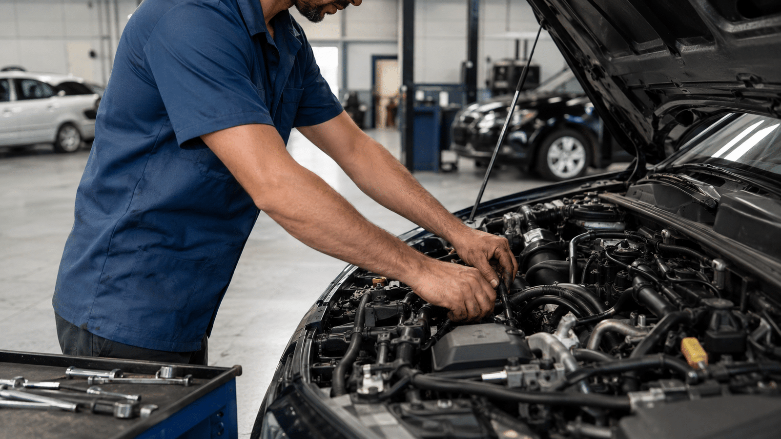 Eurocar Service Sydney technician working on a European car