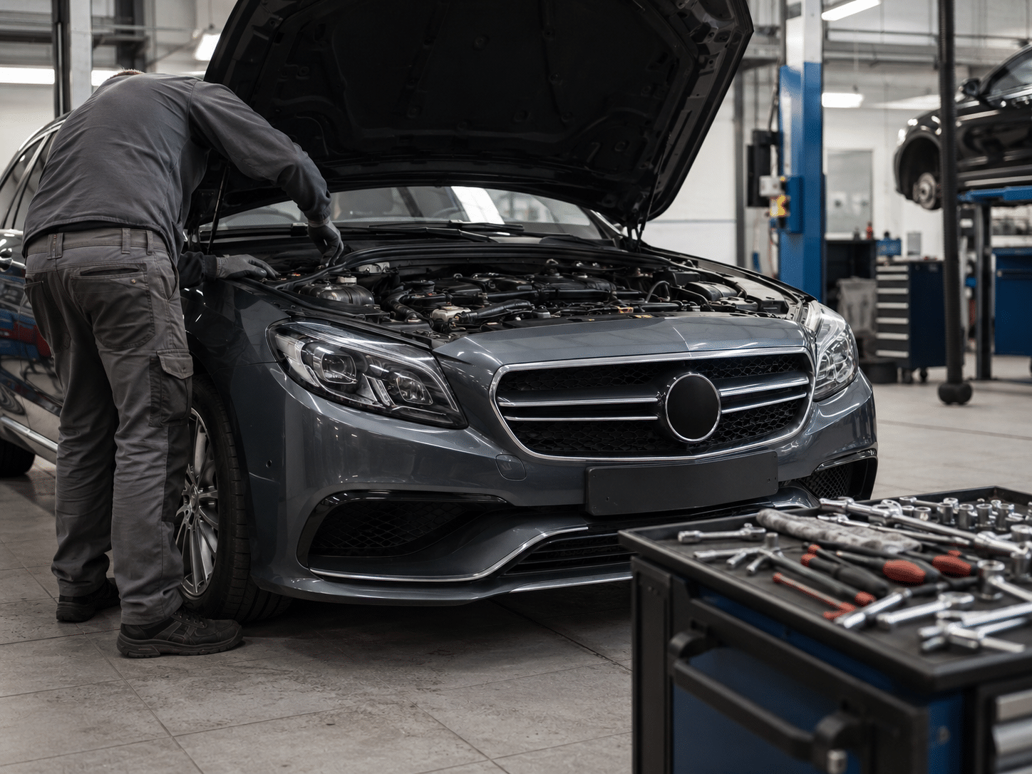 Eurocar Service Sydney technician working on a European car